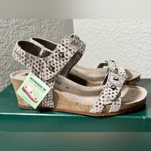 Mephisto women’s mimosa minoa‎ cloud light grey leather wedge sandals EU 35/US 5